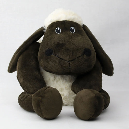 Plush sheep toy with microwavable flax-seed head bag insert