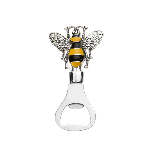 Bottle opener with enamelled bee topper