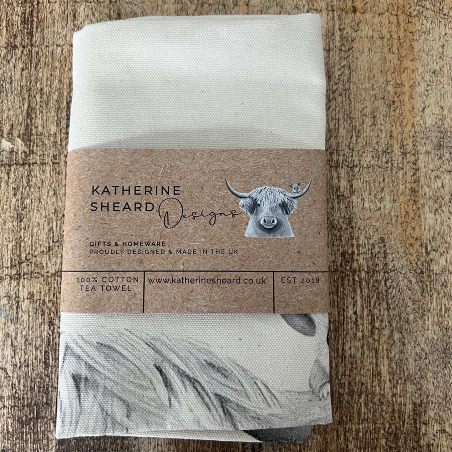 Tea Towel | Bessie Highland Cow & Mouse