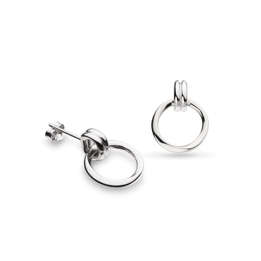 A pair of silver loop drop earrings with double loop bails