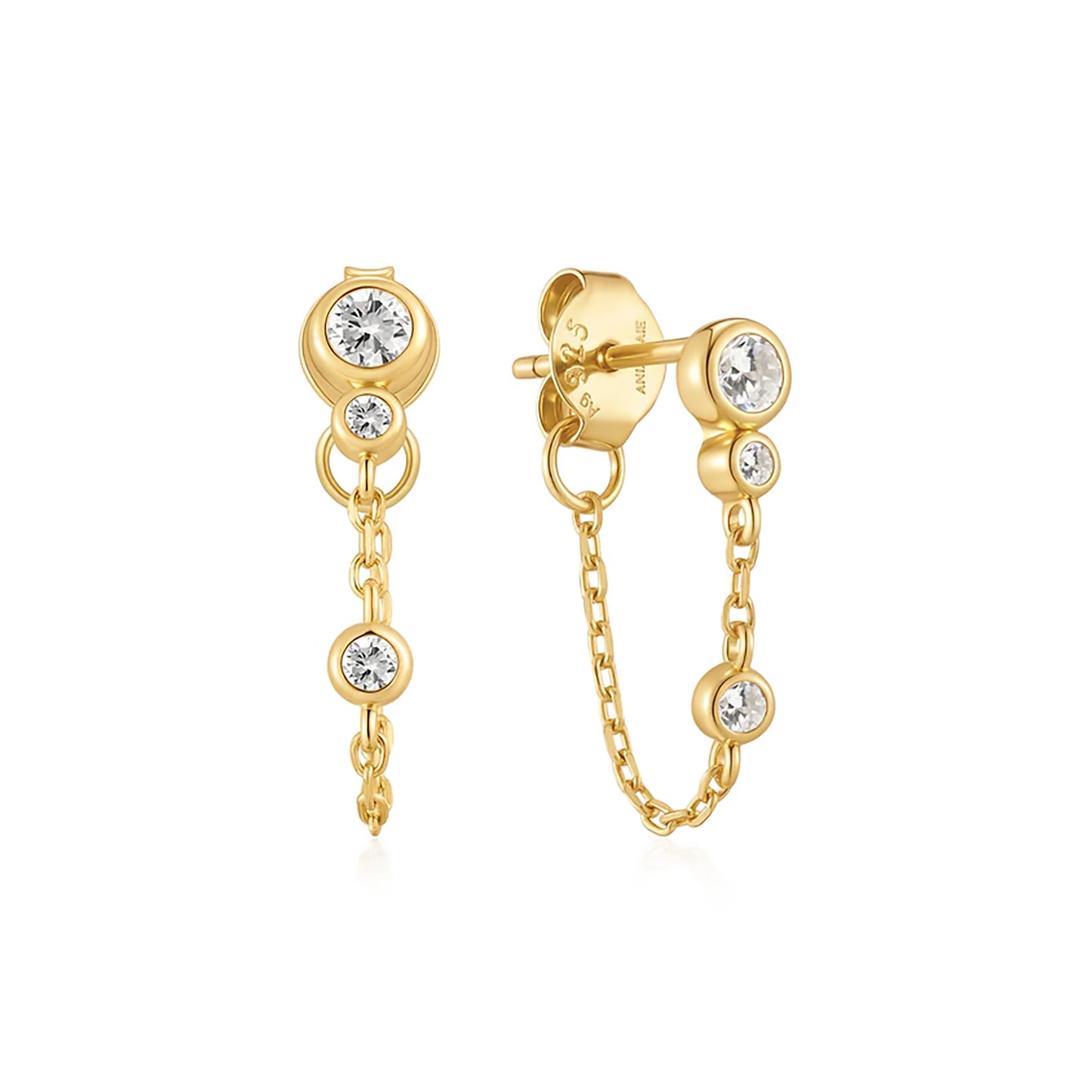 Bezel-Set Chain Gold | Studs