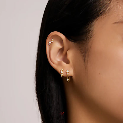 Bezel-Set Chain Gold | Studs