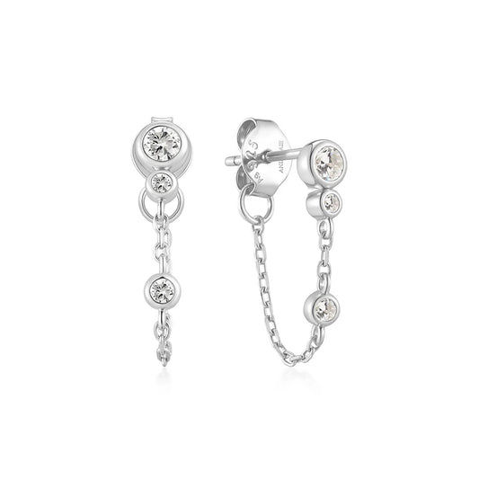 Bezel-Set Chain Silver | Studs