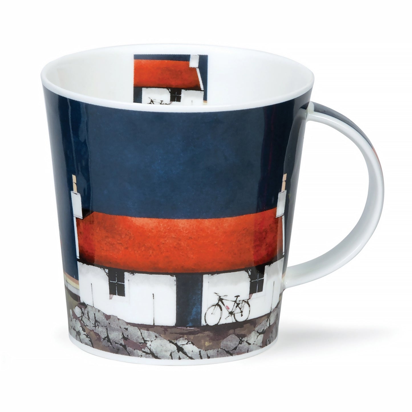 Ceramic mug featuring a bothy with a red roof
