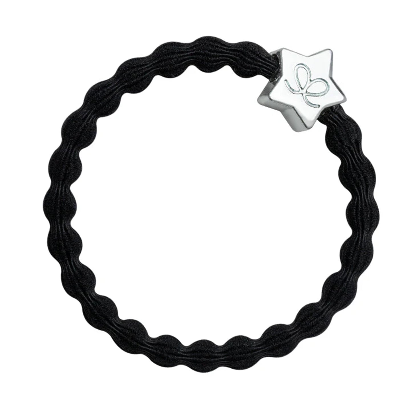 Black colour bubble shaped hair tie with silver star charm