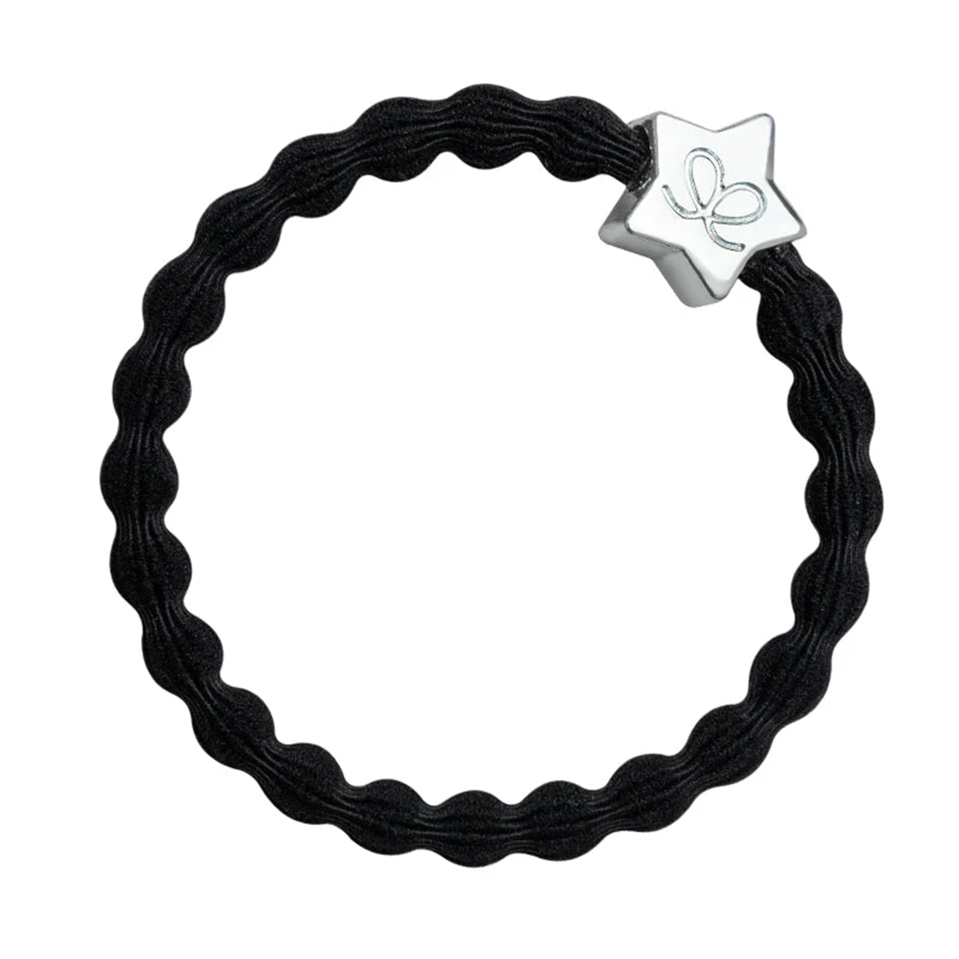 Black colour bubble shaped hair tie with silver star charm