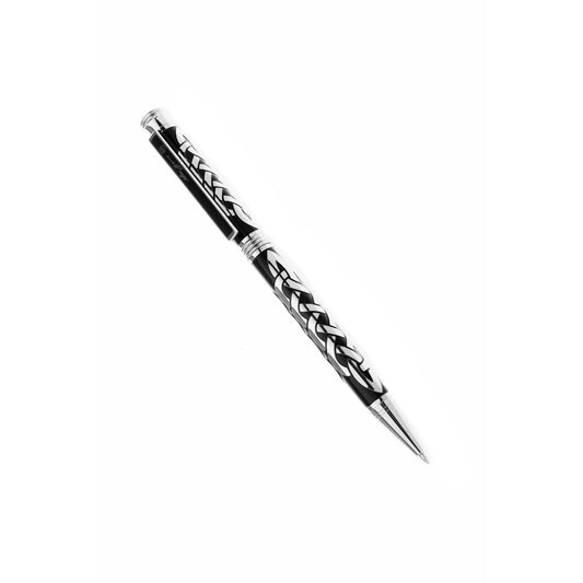 A black and silver Celtic design ballpoint pen