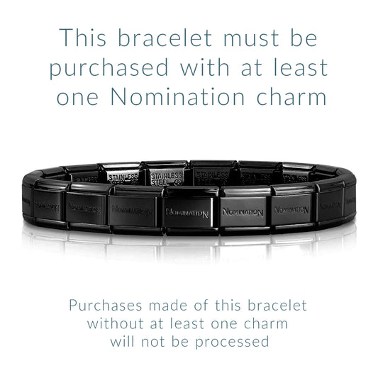 Black coloured Nomination Italy starter bracelet with purchase notice