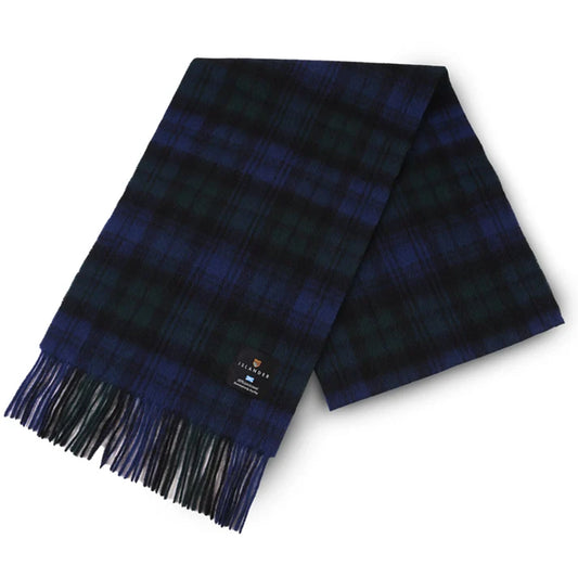 A Black Watch tartan wool scarf with fringe