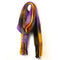 A large colour block checked scarf with chunky tassel in yellow and purple