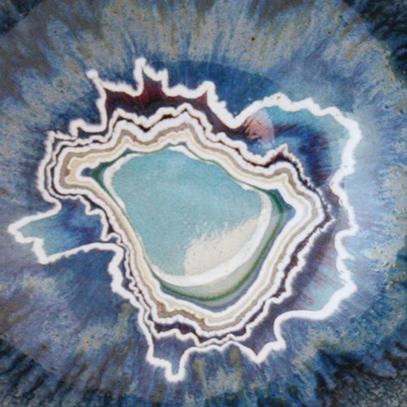 Detailed image of blue agate design stoneware glaze