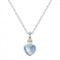 A silver heart pendant with blue mother of pearl stone