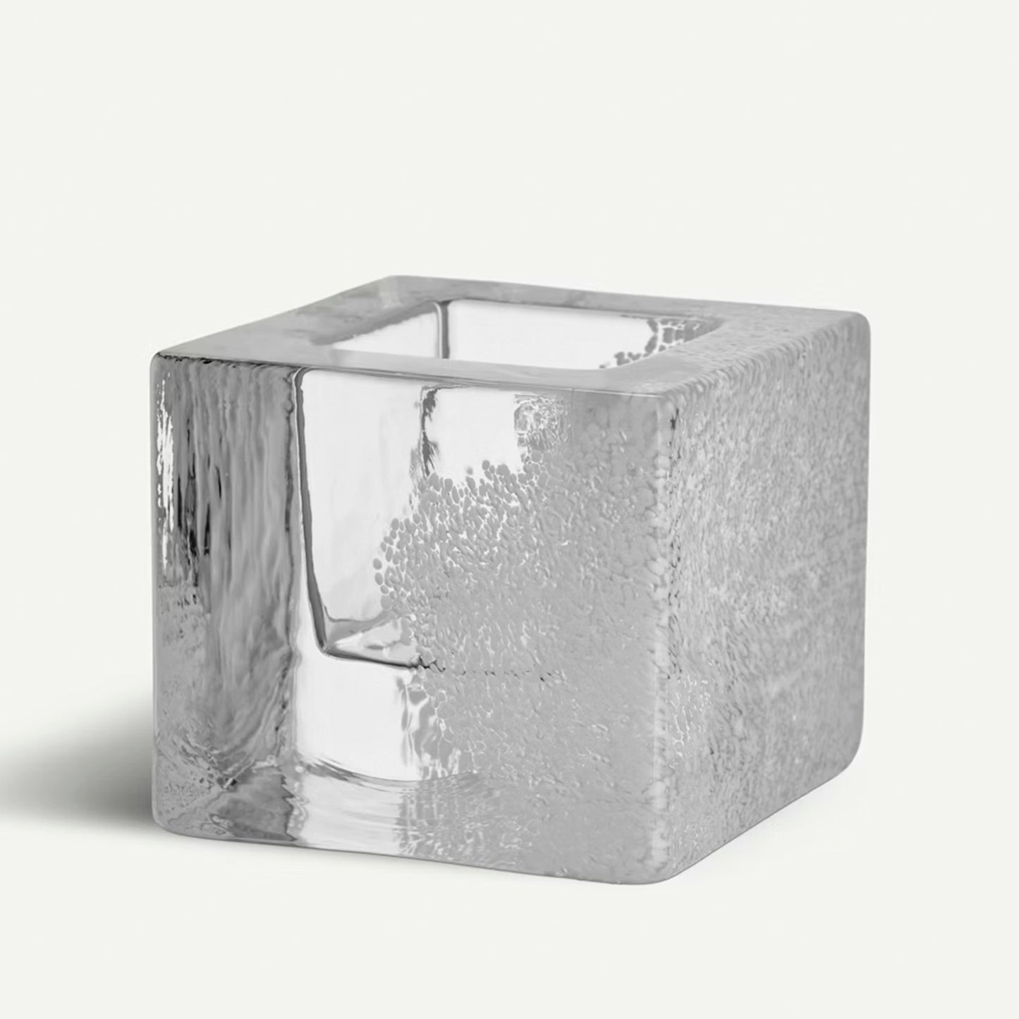 Brick shaped white glass tealight holder