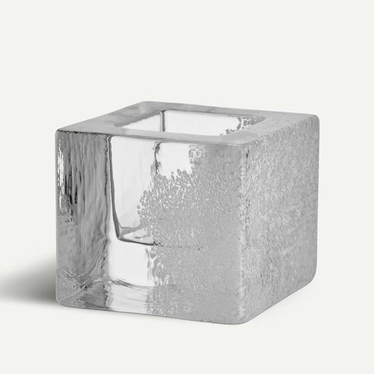 Brick shaped white glass tealight holder