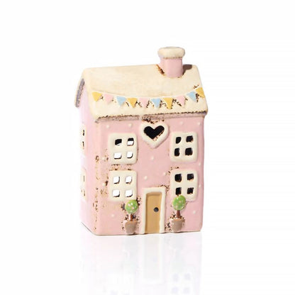 Tealight Holder Bunting House | Pink