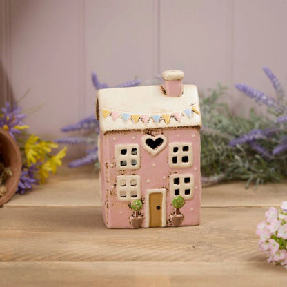 Tealight Holder Bunting House | Pink