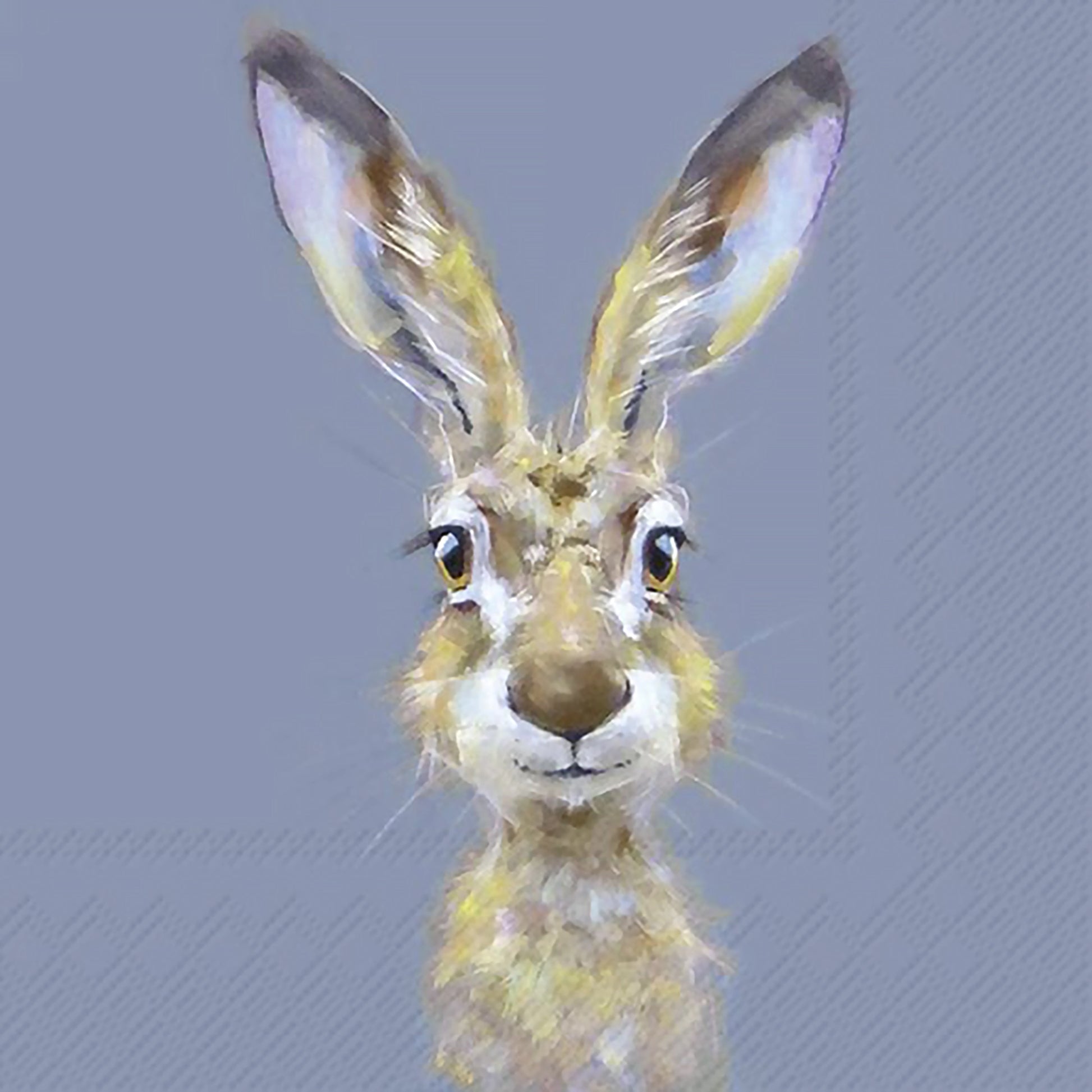 Blue paper napkins with a hare design