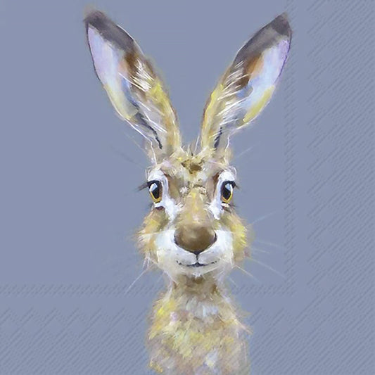 Blue paper napkins with a hare design