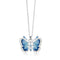 Polished silver butterfly pendant with blue enamel and silver chain