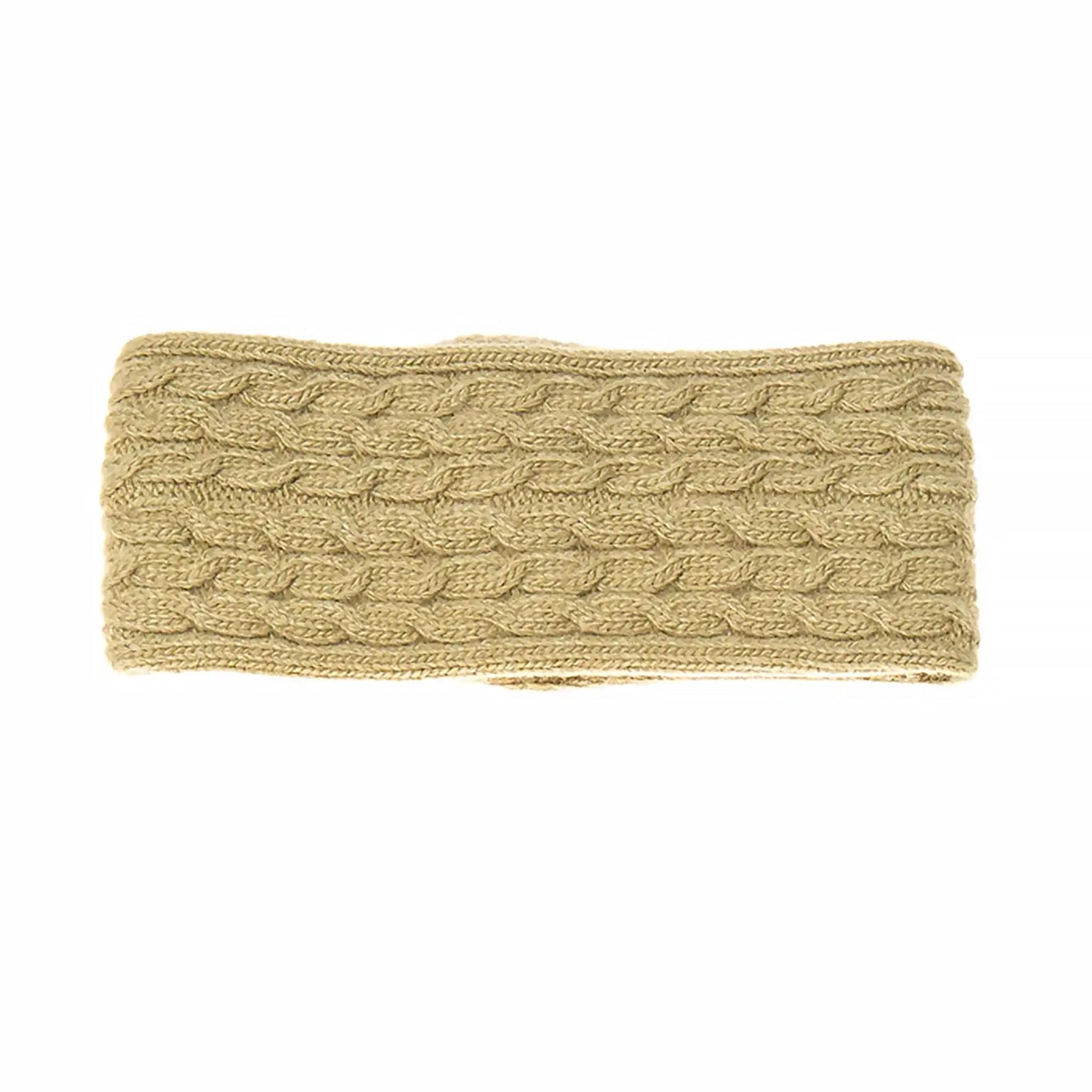 Cable knitted green headband