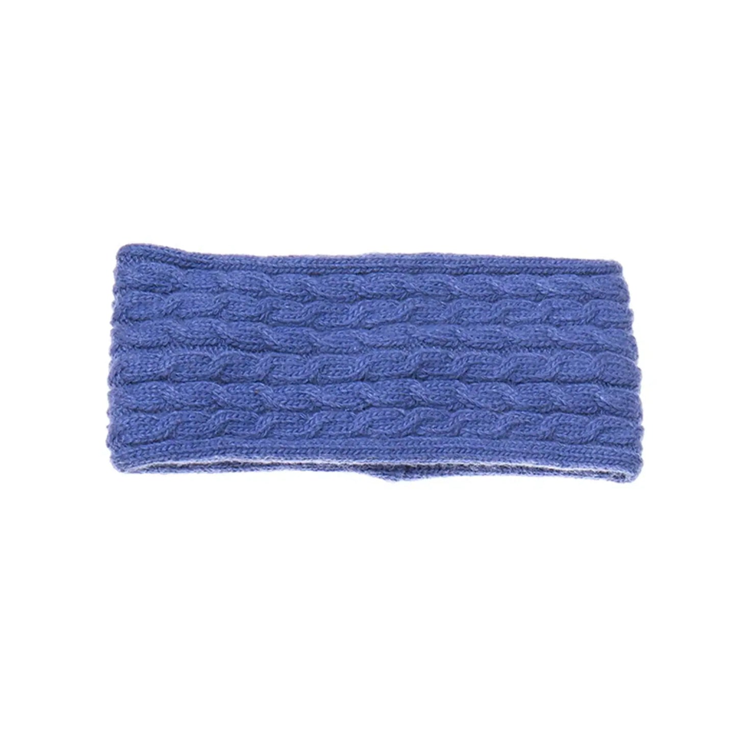 Cable knitted blue headband
