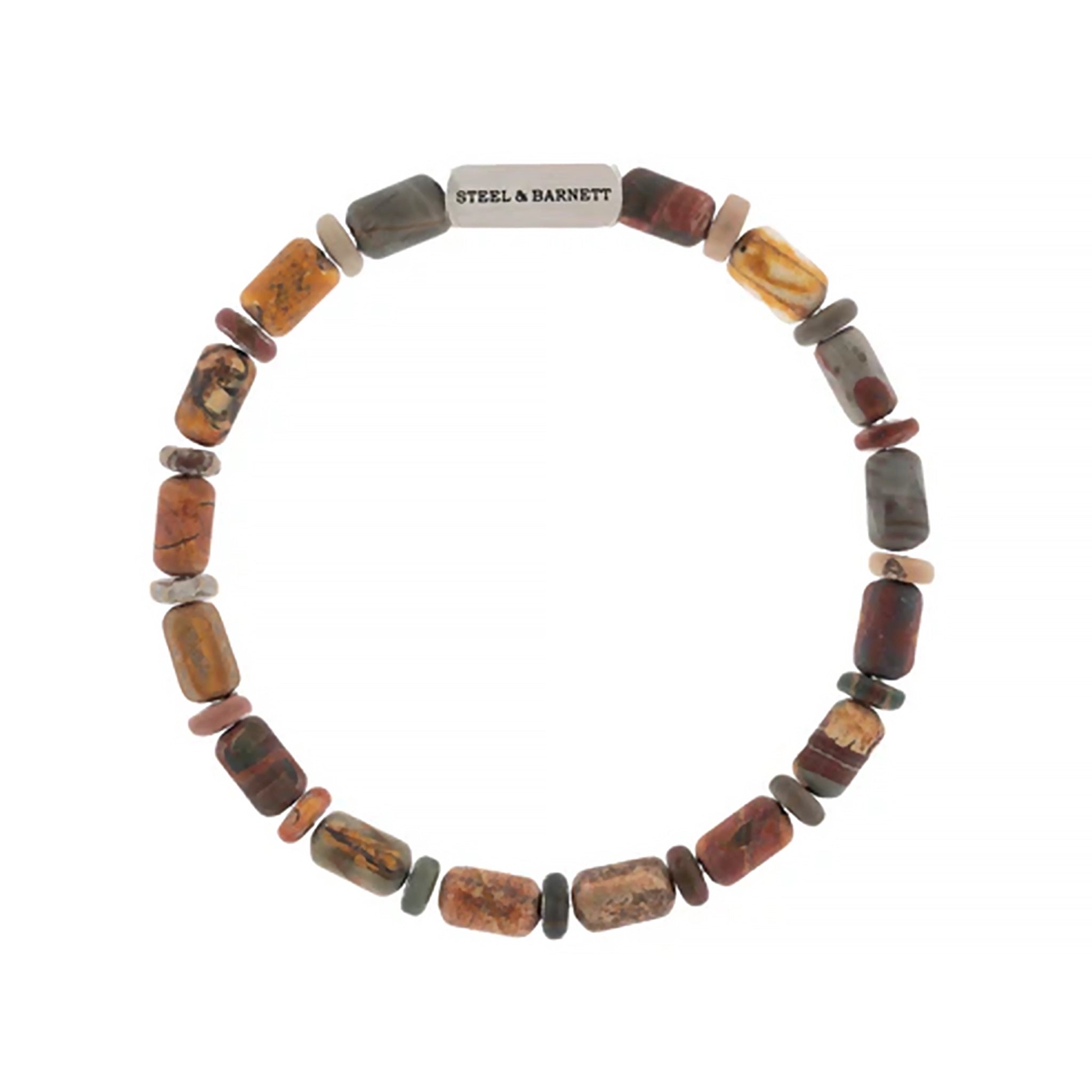 A jasper stone bracelet with stainless steel brand detail