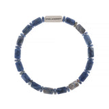 A sodalite stone bracelet with stainless steel brand detail