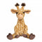 A stuffed giraffe plush toy with the Wrendale logo embroidered on the bottom of its foot