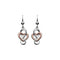 A pair of silver drop earrings with a rose gold heart shape 