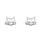 A pair of silver stud earrings shaped like cat faces