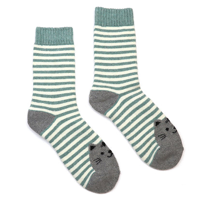 Set of 2 Cat Socks | Green