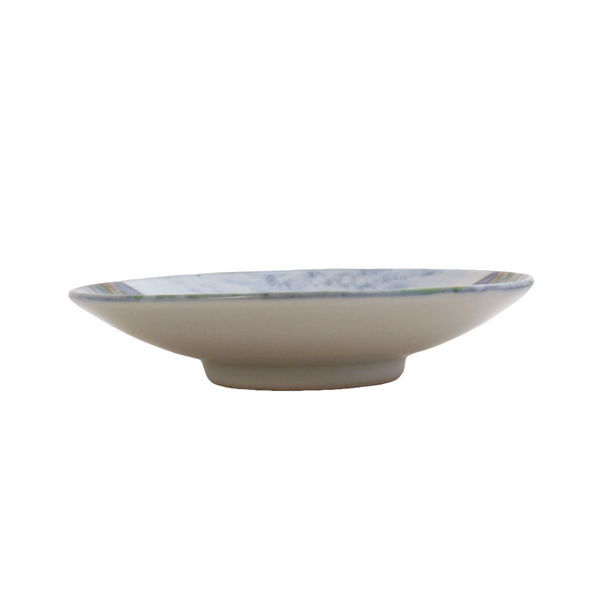 Medium glazed stoneware dish, featuring hand painted design of a rock pool bottom, profile side view