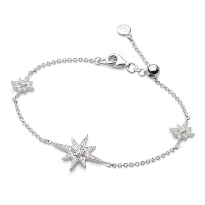 Silver North star charm chain bracelet