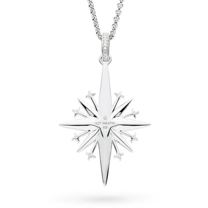 Reverse of a silver North star shaped pendant