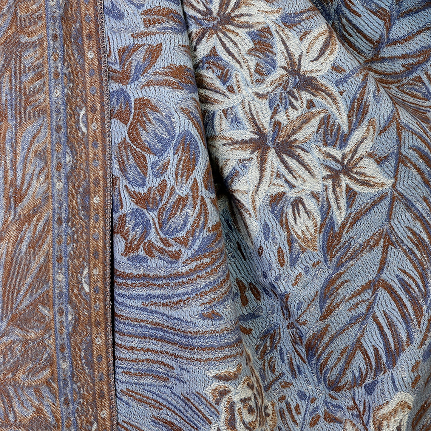 Celia Ornate Fern Scarf | Blue & Brown