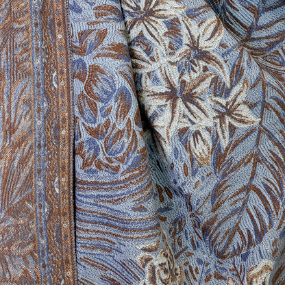 Celia Ornate Fern Scarf | Blue & Brown