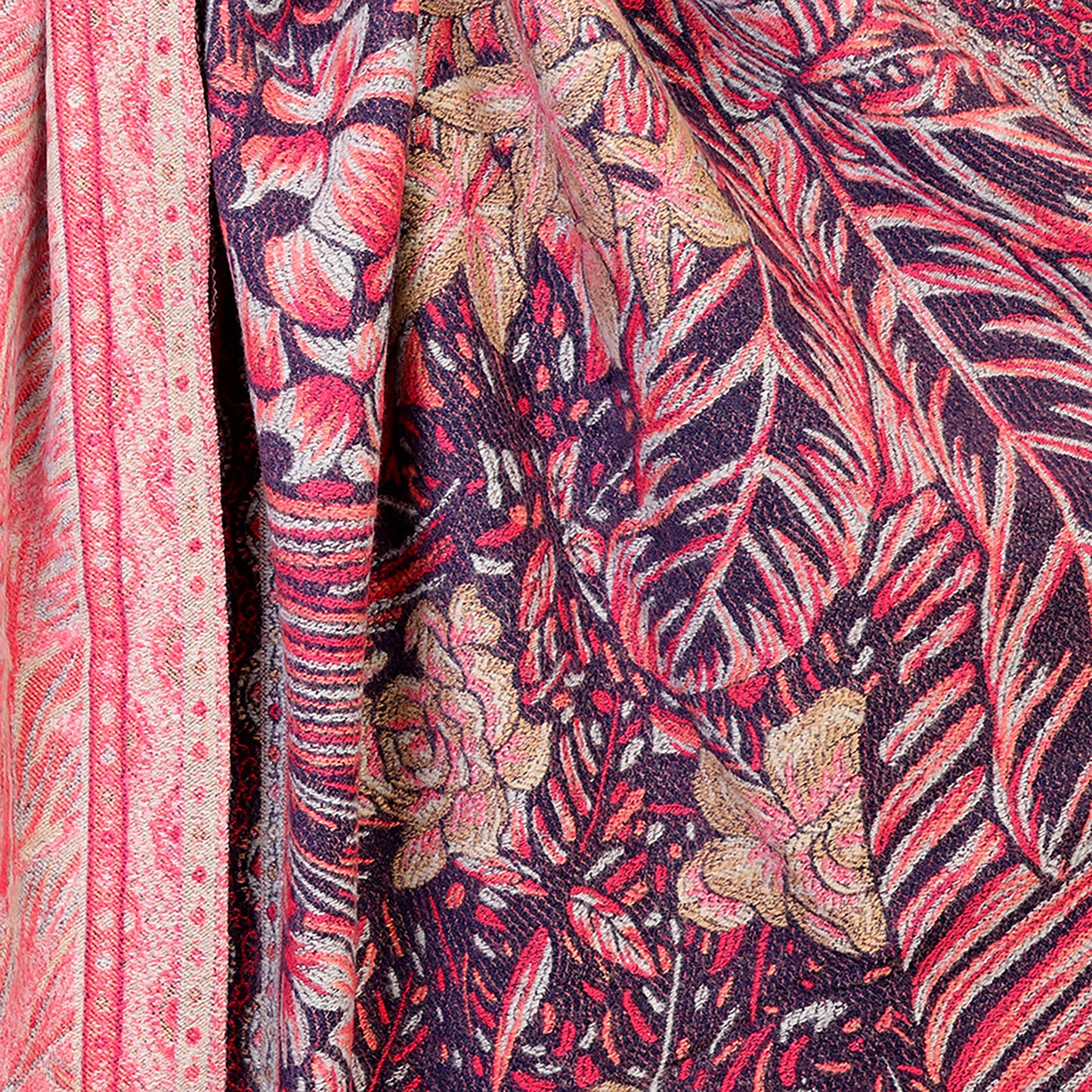 Celia Ornate Fern Scarf | Pink & Navy