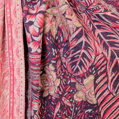 Celia Ornate Fern Scarf | Pink & Navy