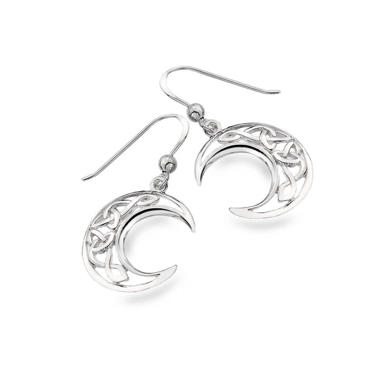 A pair of Celtic knot style crescent moon earrings