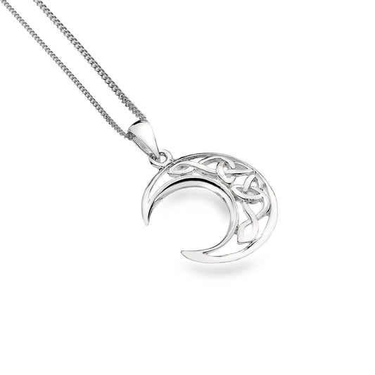 A Celtic knot inspired crescent moon pendant necklace