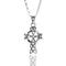 A silver pendant featuring a Celtic knot Celtic cross