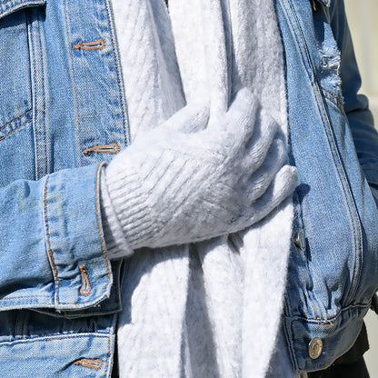 Charlotte Knitted Gloves | Grey Marl