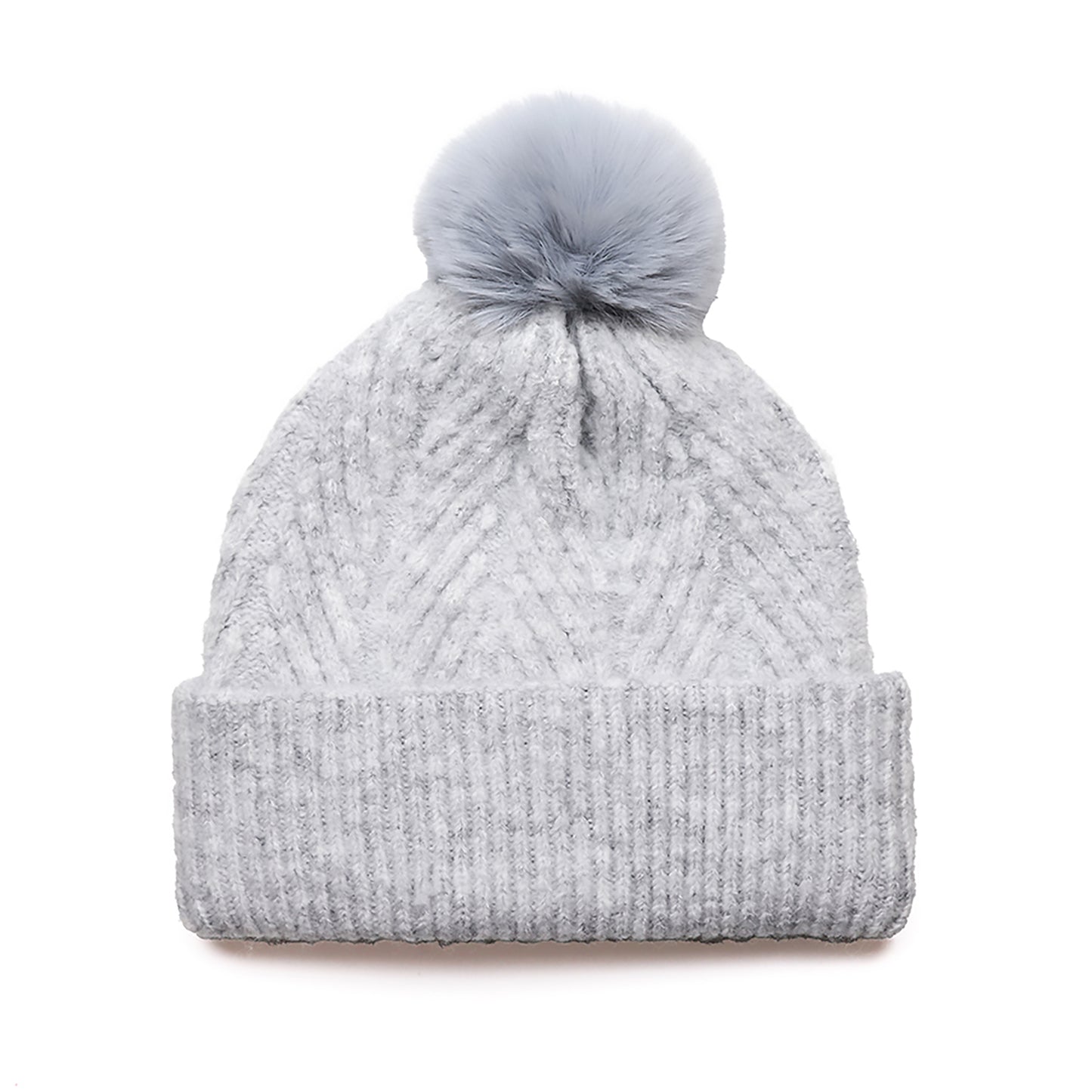 Charlotte Herringbone Bobble Hat | Grey Marl