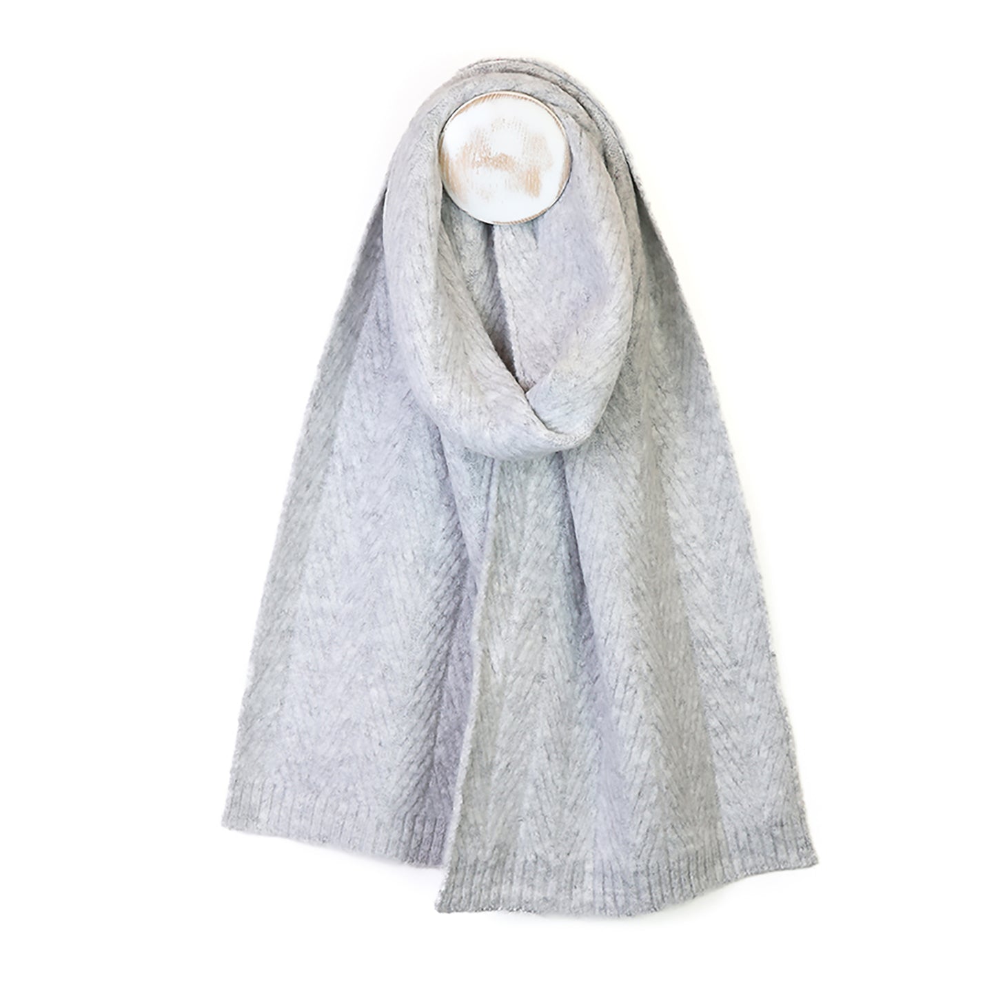 Charlotte Herringbone Scarf | Grey Marl