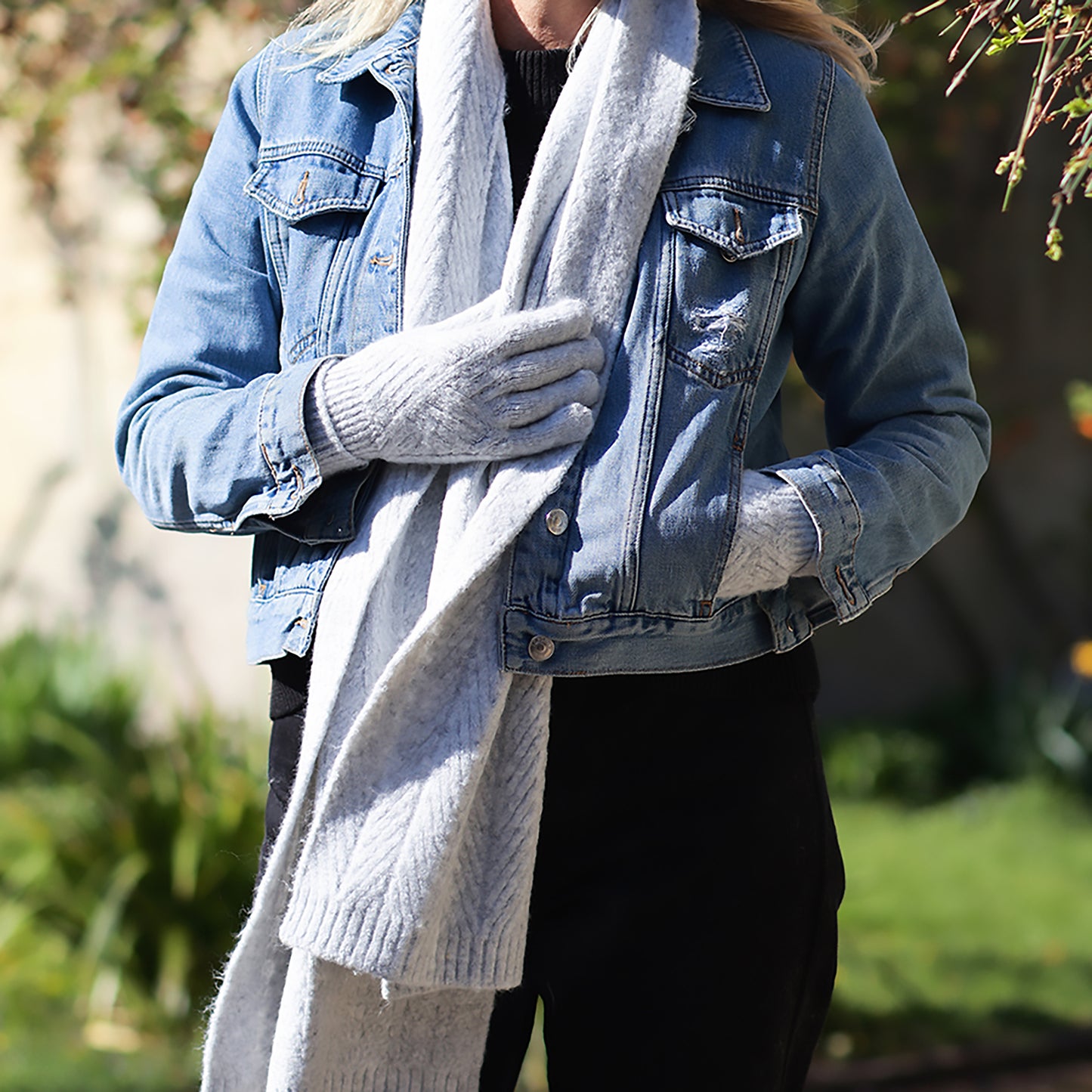 Charlotte Herringbone Scarf | Grey Marl