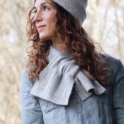 Charlotte Herringbone Pull-Through Scarf | Grey Marl