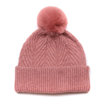 Charlotte Herringbone Bobble Hat | Rose