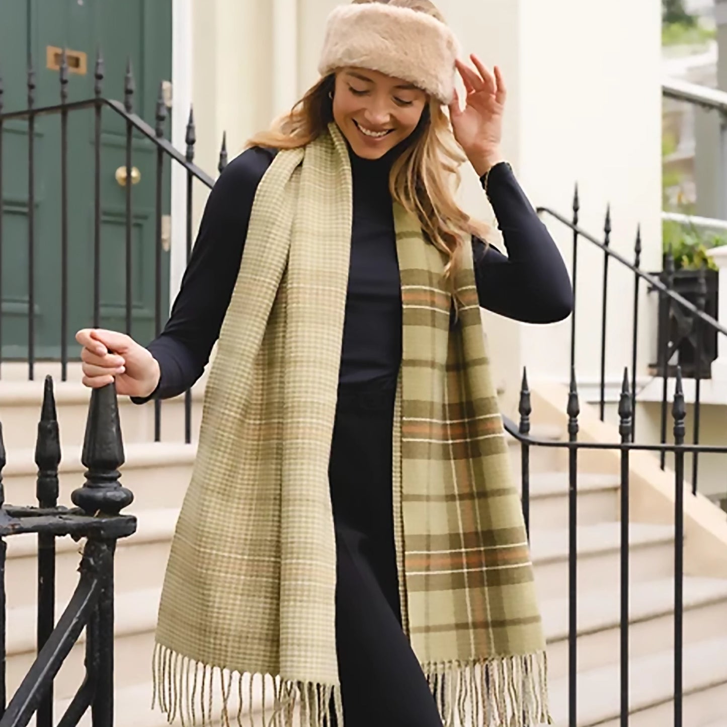 Checked Scarf | Green & Orange