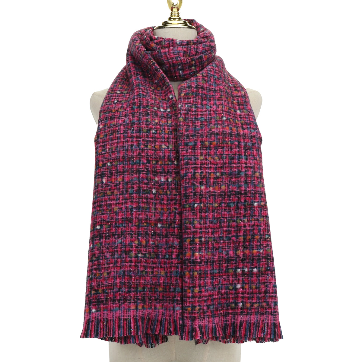 Checked Weave Scarf | Fuchsia