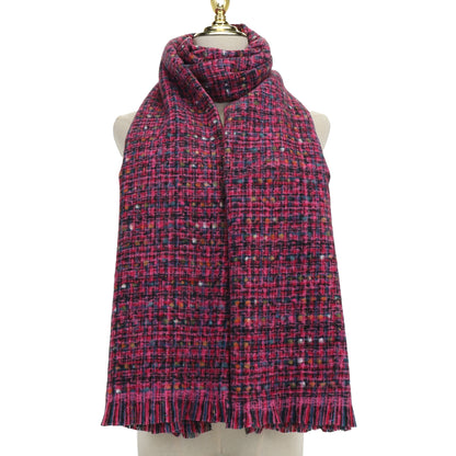 Checked Weave Scarf | Fuchsia